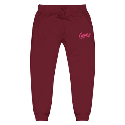 Empire Signature Embroidered Sweatpants — Minimal Fleece with Pink 'Empire' Logo
