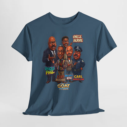 Retro TV Comedy Dads Caricature T‑Shirt — 'GOAT' Character Tee
