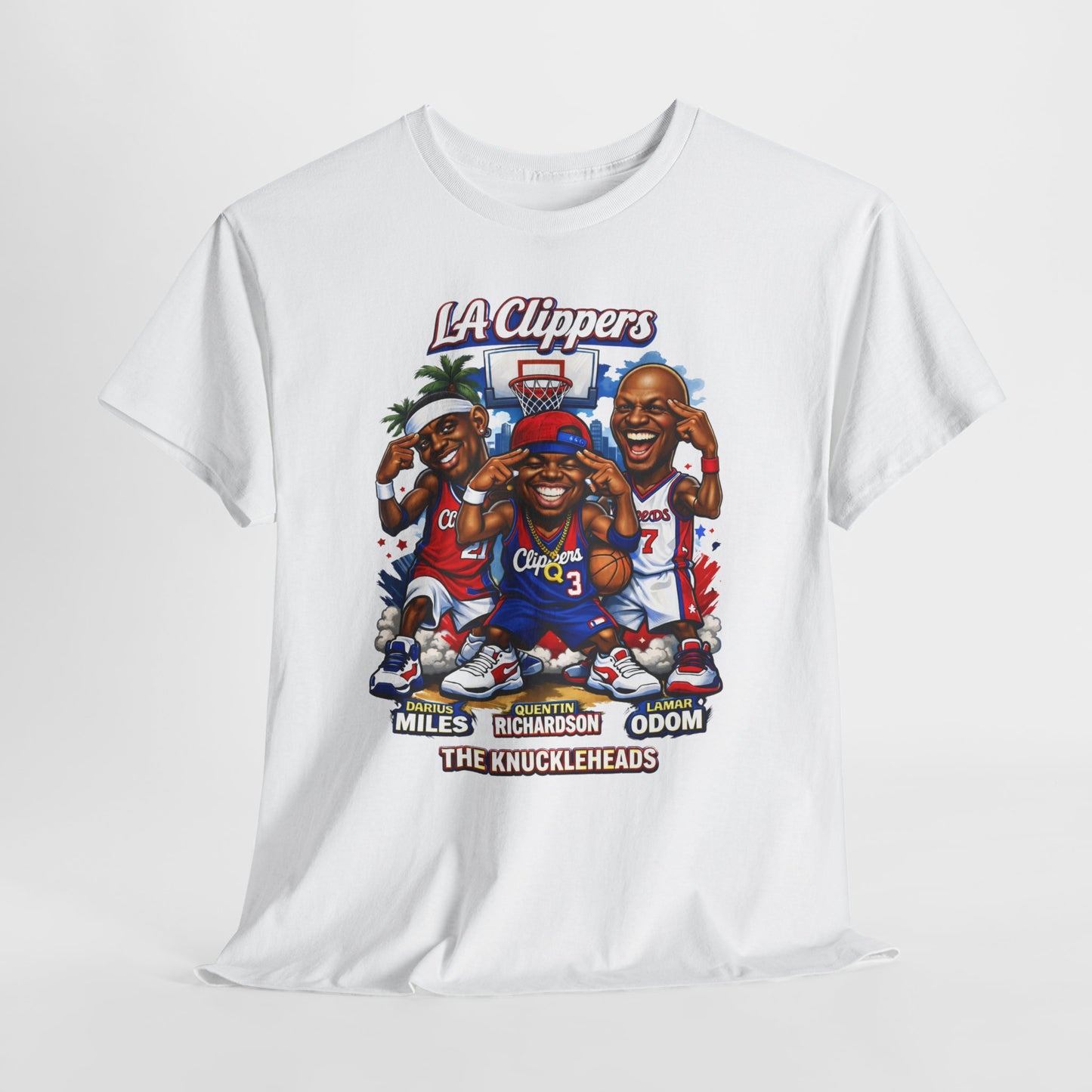 LA Clippers Cartoon Roster Tee — "The Knuckleheads" Team Graphic T-Shirt