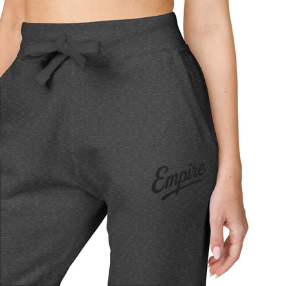 Empire Signature Embroidered Sweatpants — Minimal Fleece with Black 'Empire' Logo