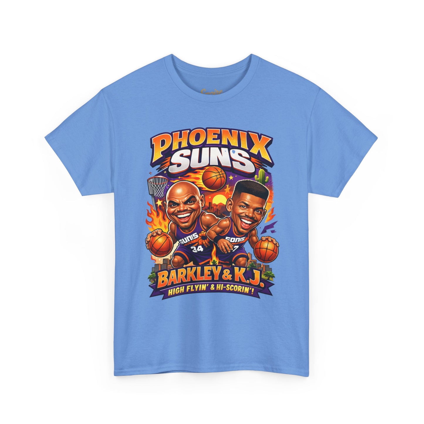 Phoenix Suns Barkley & K.J. Graphic Tee — Retro Basketball Cartoon Shirt
