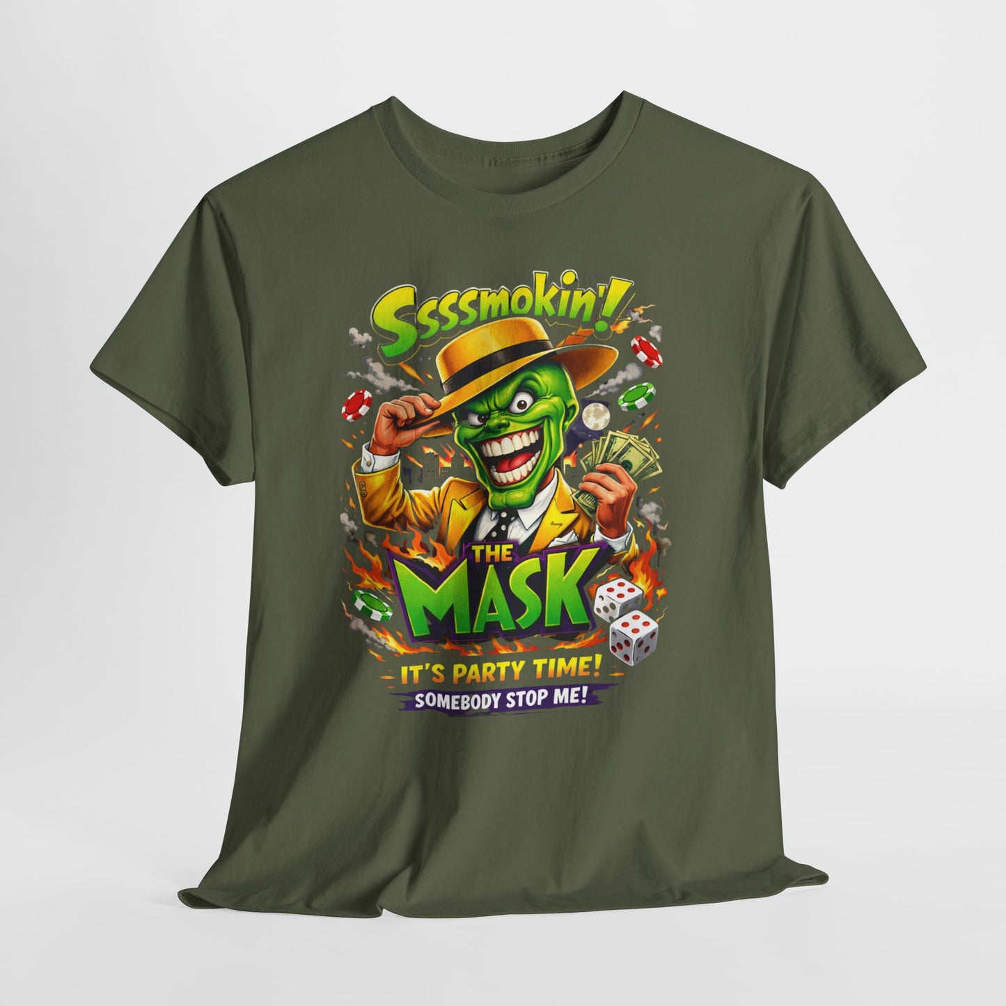 The Mask Graphic Tee — 'Ssssmokin!' Retro Movie Design