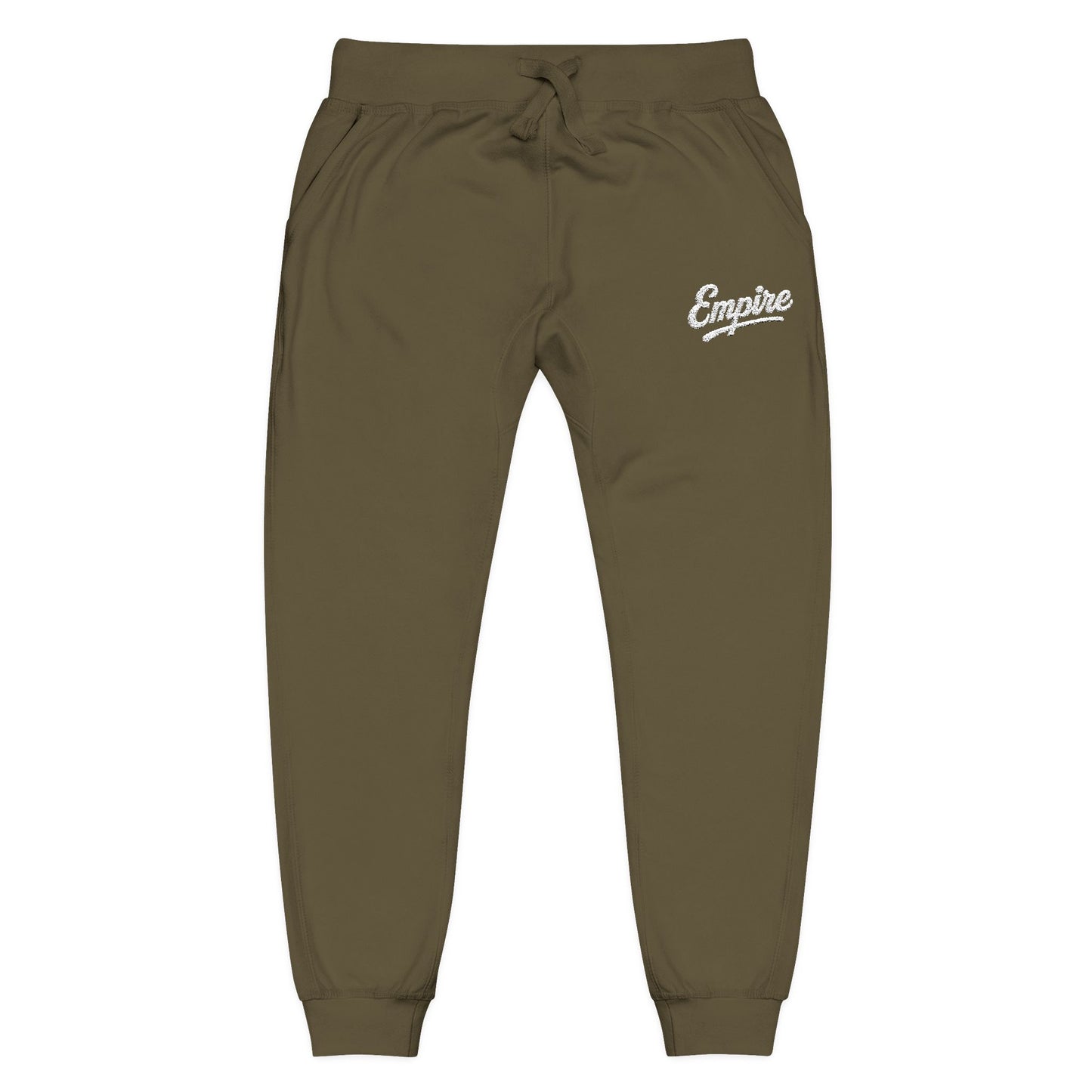 Empire Signature Embroidered Sweatpants — Minimal Fleece with White 'Empire' Logo