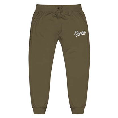 Empire Signature Embroidered Sweatpants — Minimal Fleece with White 'Empire' Logo