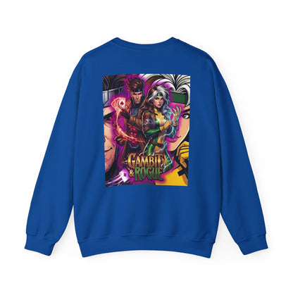 Gambit & Rogue Graphic Crewneck Sweatshirt — X-Men Comic Retro Art