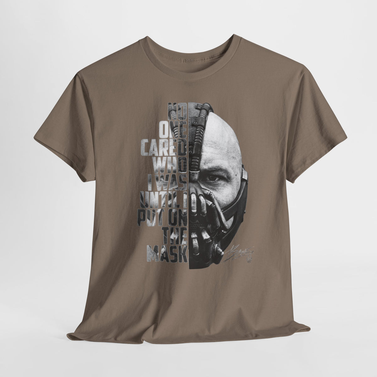 Bane Mask Split-Face Tee — "No One Cared I Was... Until I Put On The Mask" Graphic T-Shirt