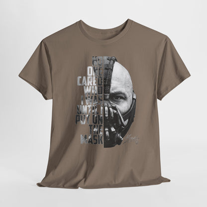 Bane Mask Split-Face Tee — "No One Cared I Was... Until I Put On The Mask" Graphic T-Shirt