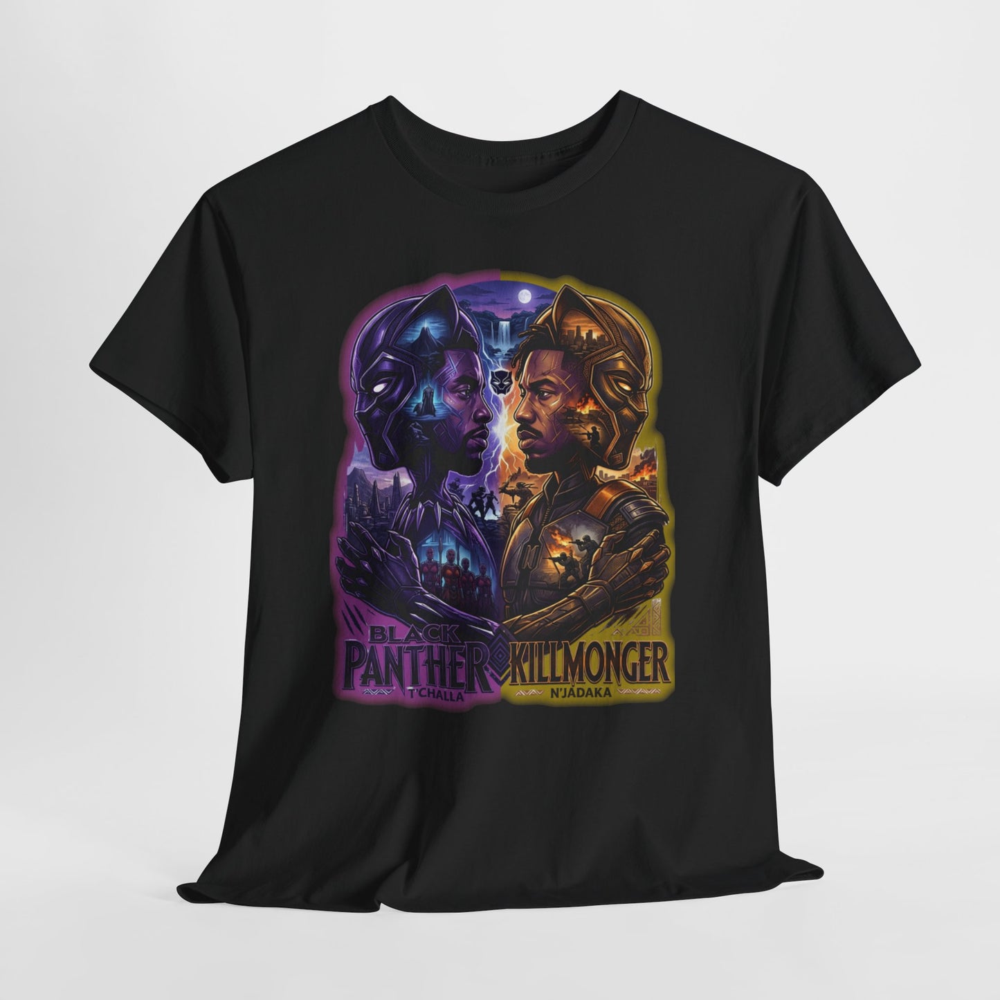 Black Panther vs Killmonger Graphic Tee — Retro Superhero Movie Poster T-Shirt