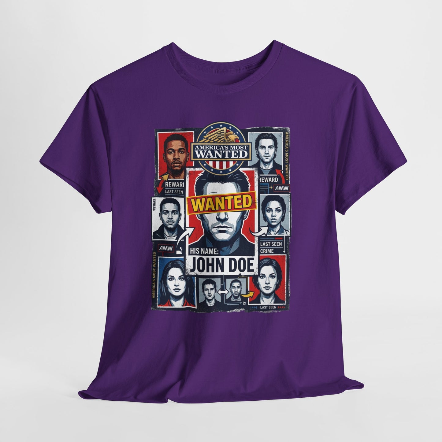 'Wanted: His Name John Doe' Retro Mugshot Collage Graphic Tee