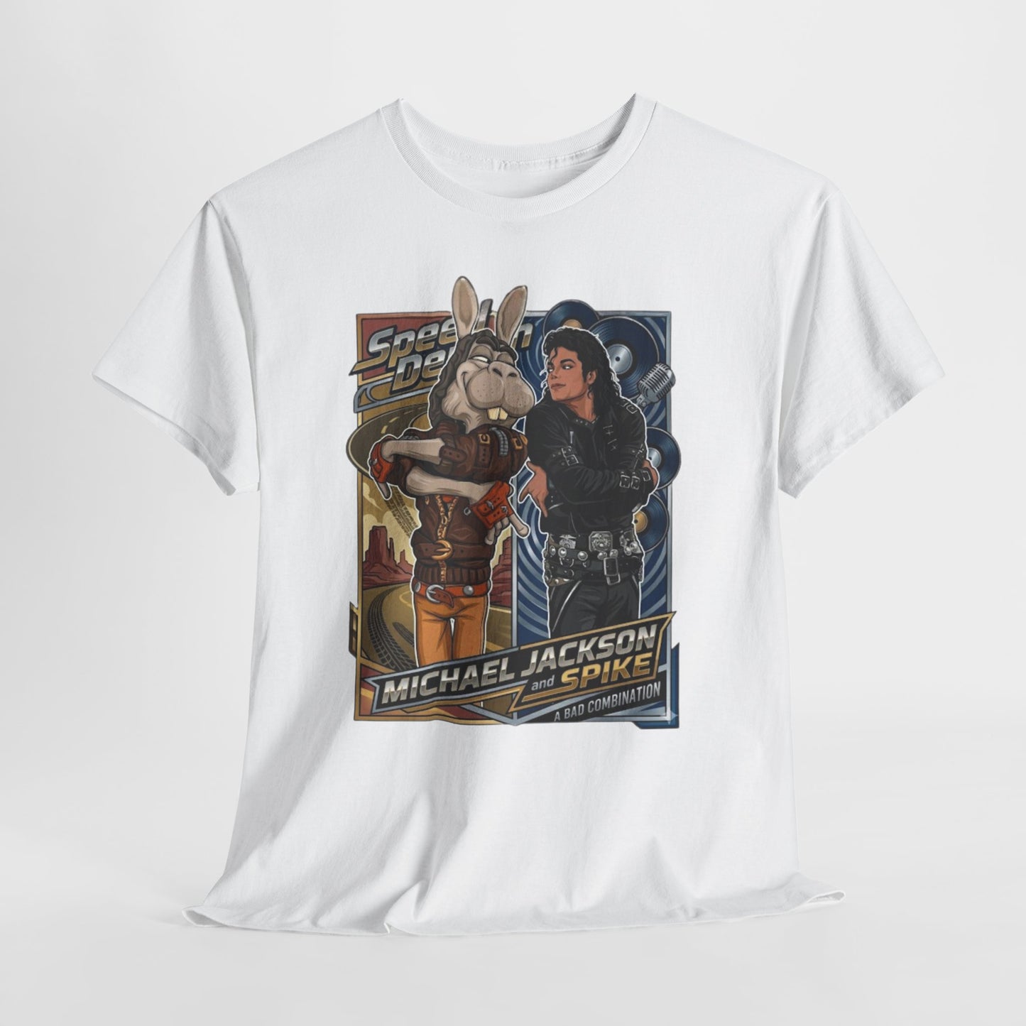 Retro Pop Culture Poster Tee — MJ & Spike Design