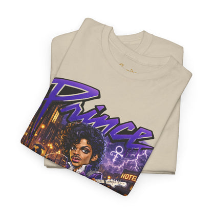 Purple Rain Graphic Tee – Retro 80s Guitar Vintage Concert Shirt
