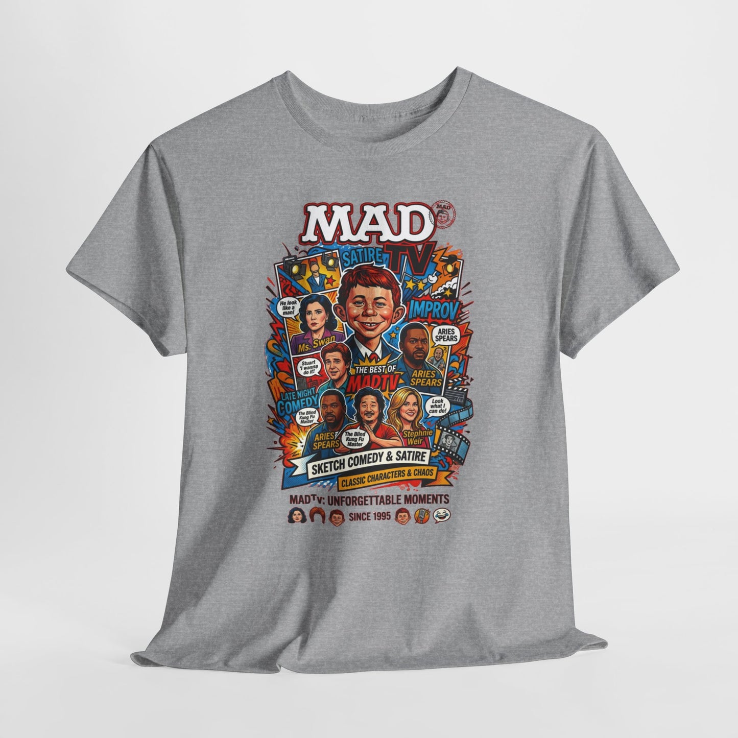 MAD Magazine Collage Graphic Tee — Vintage Pop Culture Humor Shirt