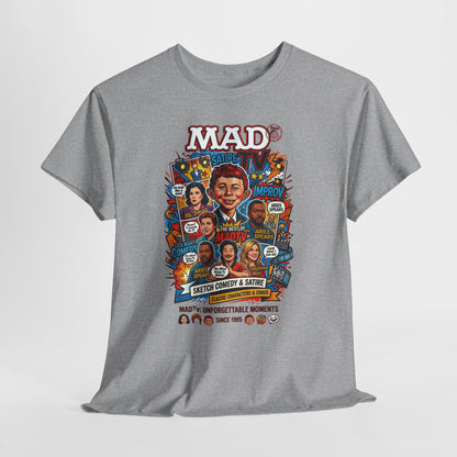 MAD Magazine Collage Graphic Tee — Vintage Pop Culture Humor Shirt