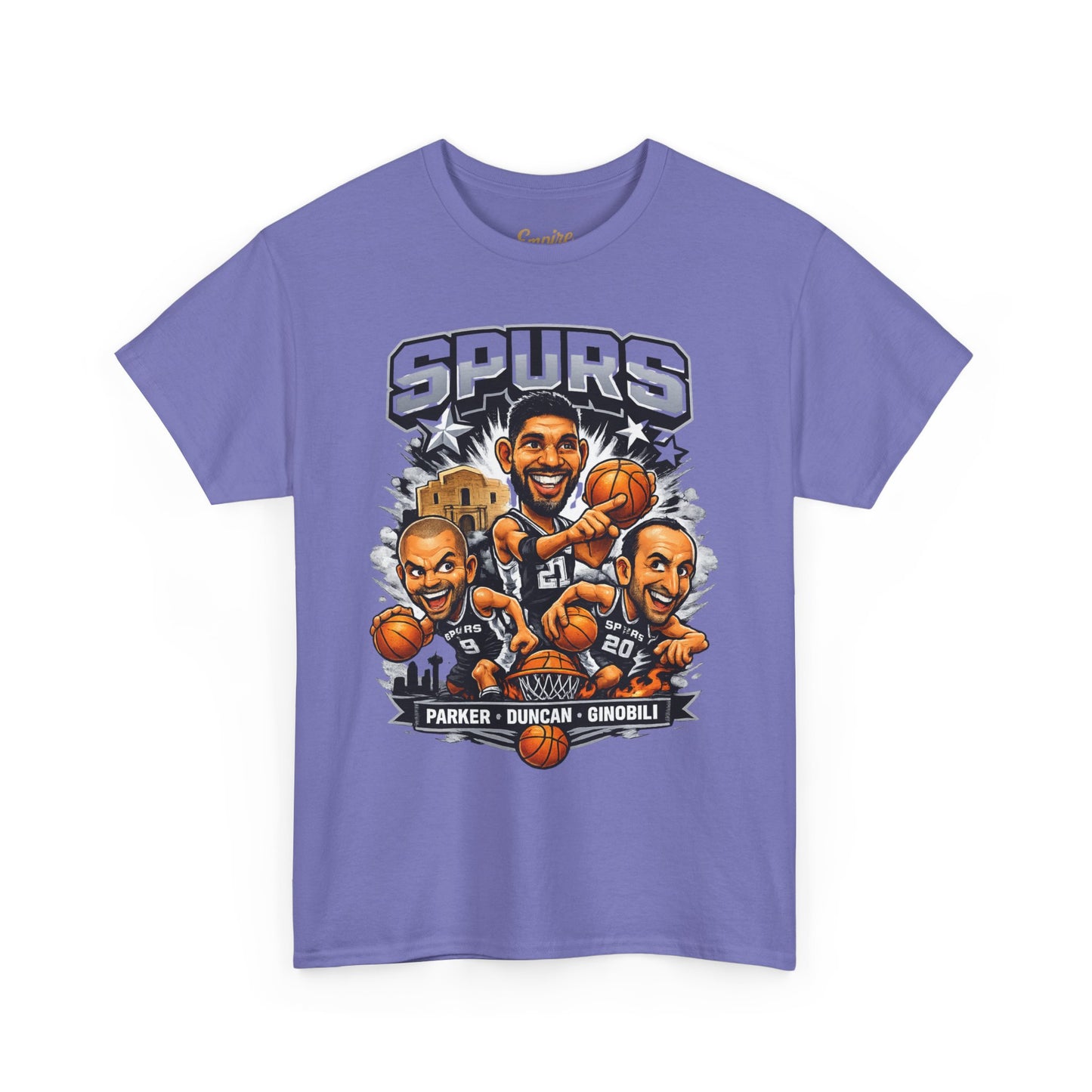 Spurs Legends T-Shirt — Parker, Duncan & Ginobili Cartoon Basketball Tee