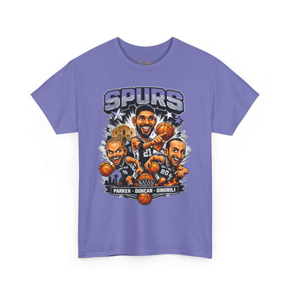 Spurs Legends T-Shirt — Parker, Duncan & Ginobili Cartoon Basketball Tee
