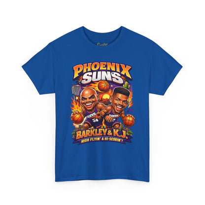 Phoenix Suns Barkley & K.J. Graphic Tee — Retro Basketball Cartoon Shirt