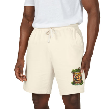 Vintage “Popeye’s Spinach” Graphic Sweat Shorts — Lightweight Fleece Lounge Shorts