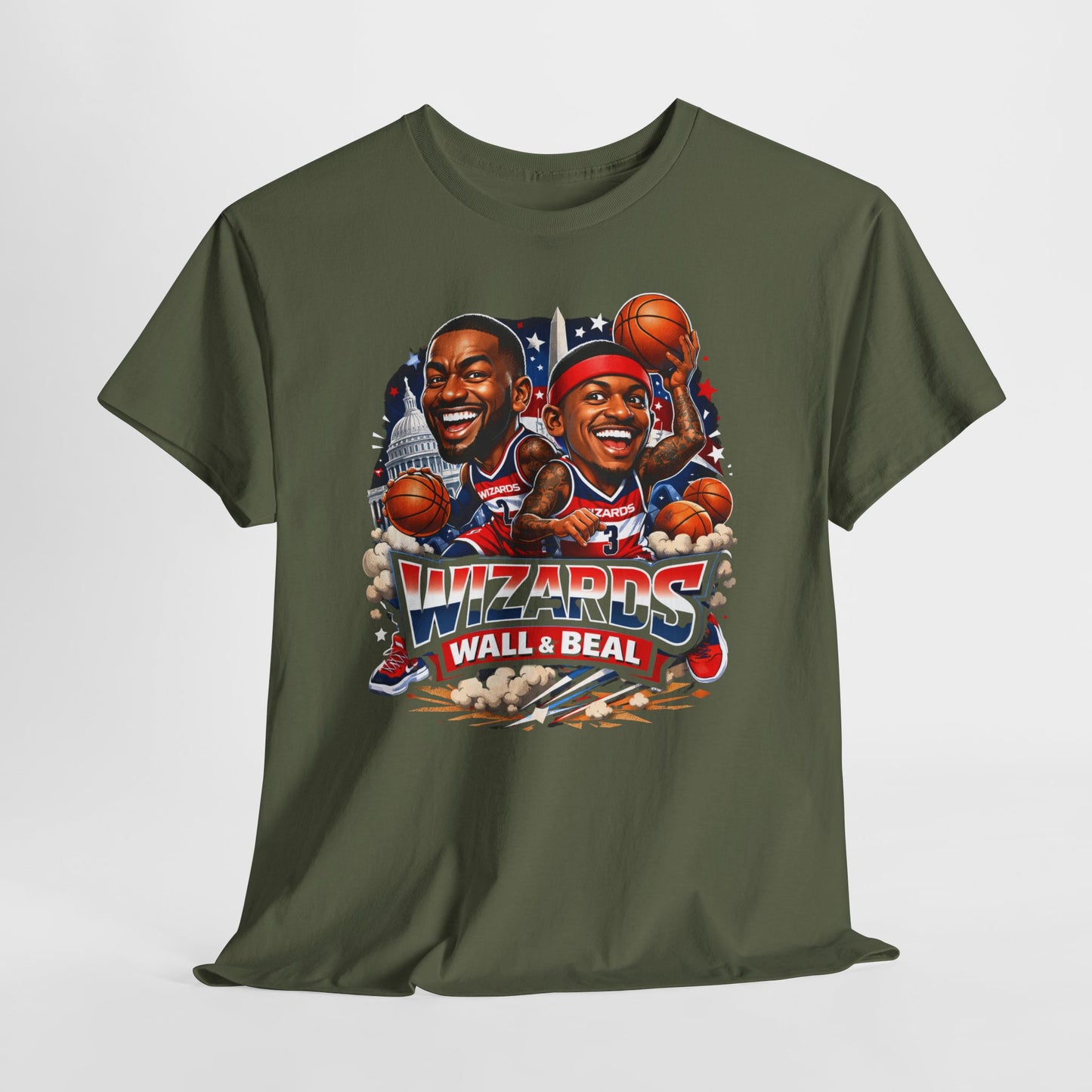 Wizards Basketball Vintage Player Caricature Tee – Wall & Ball Fan Shirt