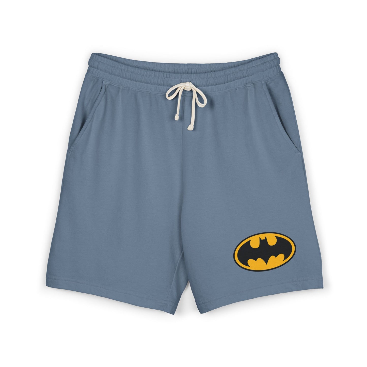 Batman Logo Fleece Sweat Shorts — Lightweight Garment-Dyed Lounge Shorts