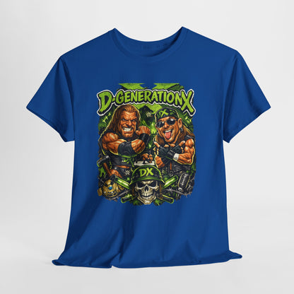 D-Generation X Retro Wrestling Tee — DX Skull & Heroes Graphic T-Shirt