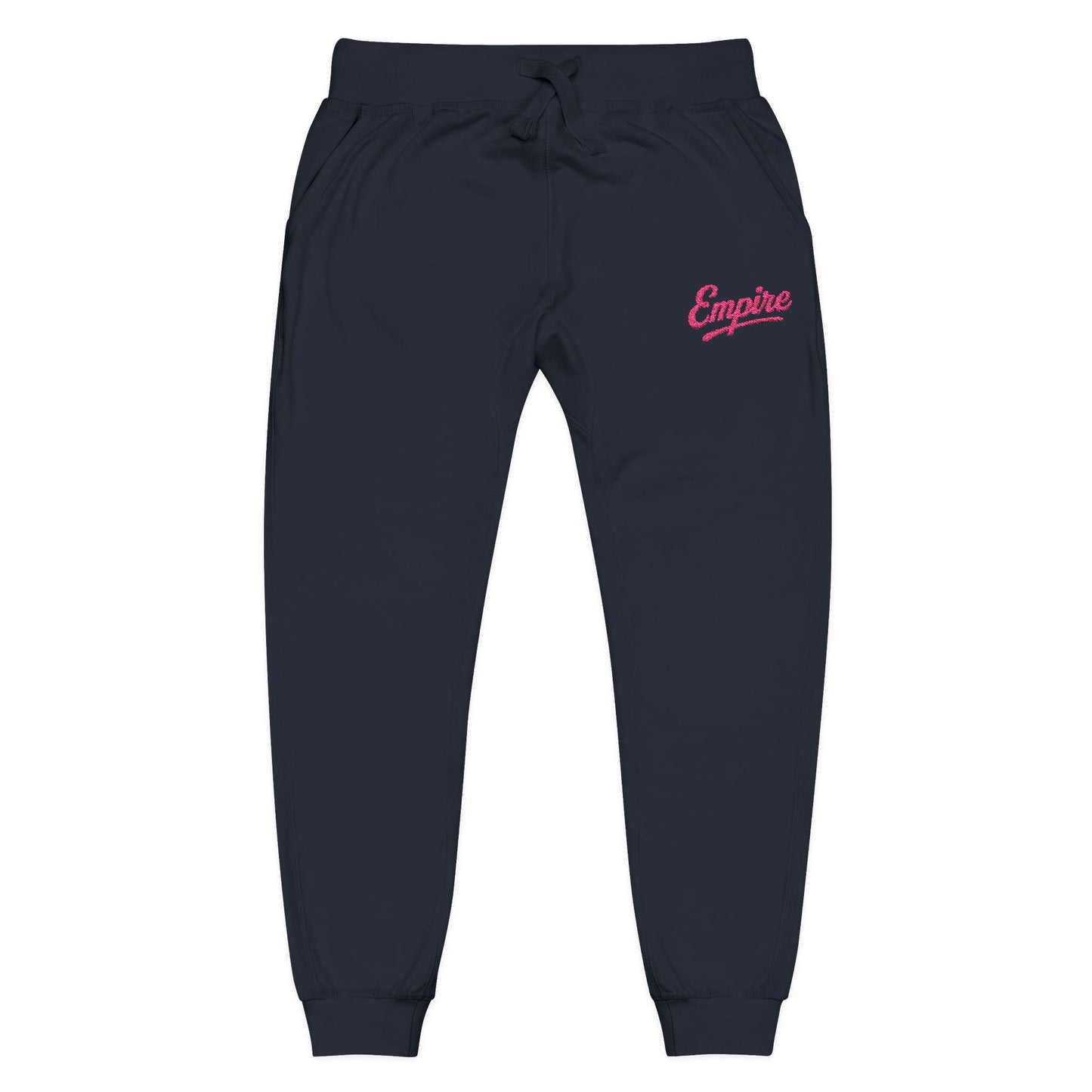 Empire Signature Embroidered Sweatpants — Minimal Fleece with Pink 'Empire' Logo