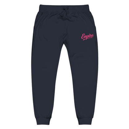 Empire Signature Embroidered Sweatpants — Minimal Fleece with Pink 'Empire' Logo