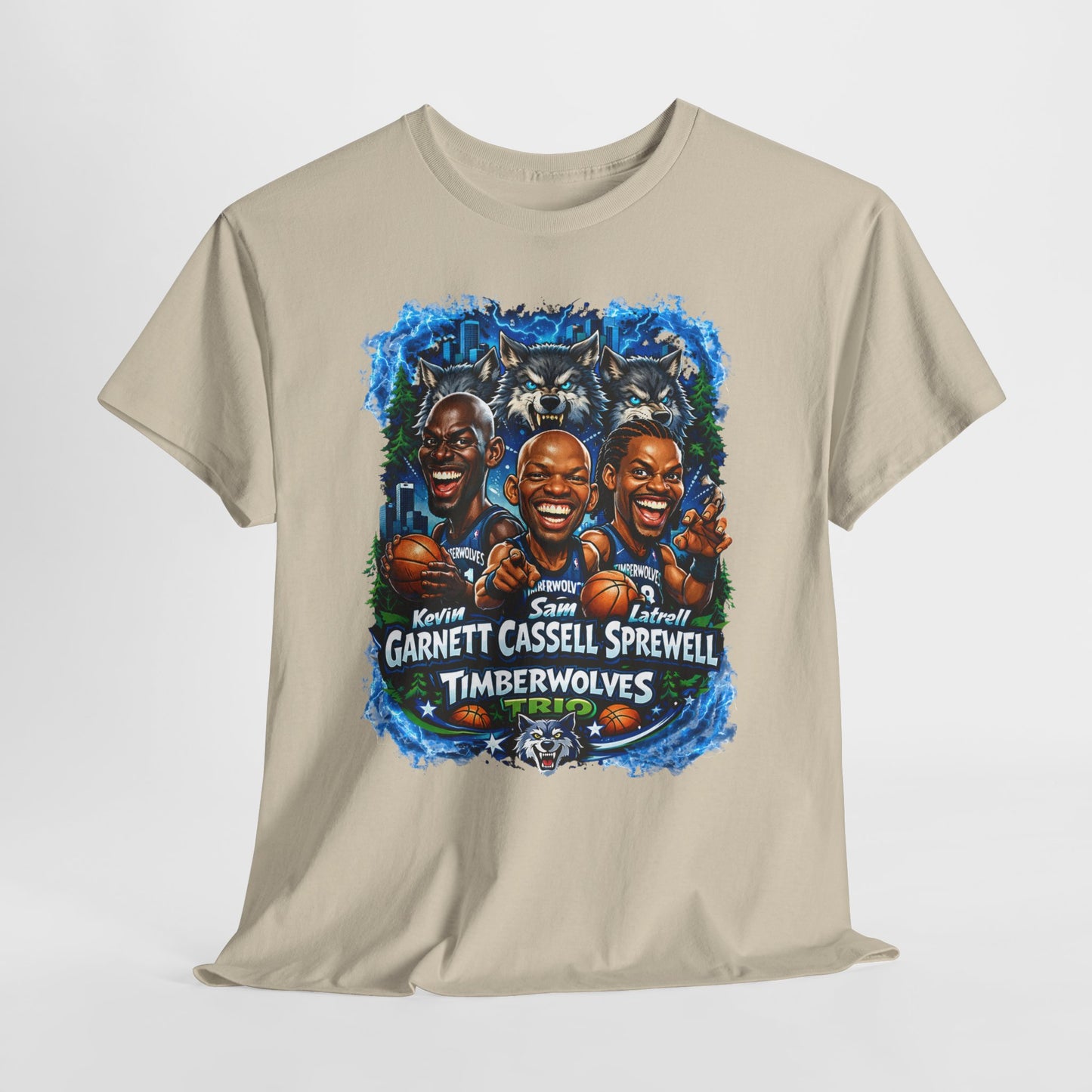 Timberwolves Legends T‑Shirt — Garnett, Cassell & Sprewell Retro Basketball Tee