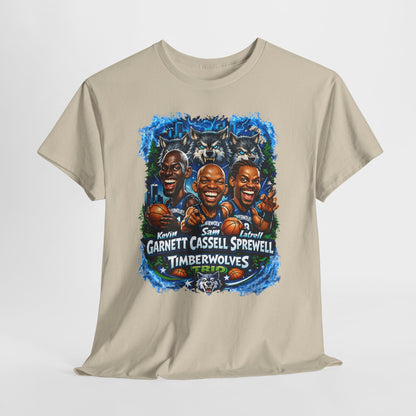 Timberwolves Legends T‑Shirt — Garnett, Cassell & Sprewell Retro Basketball Tee