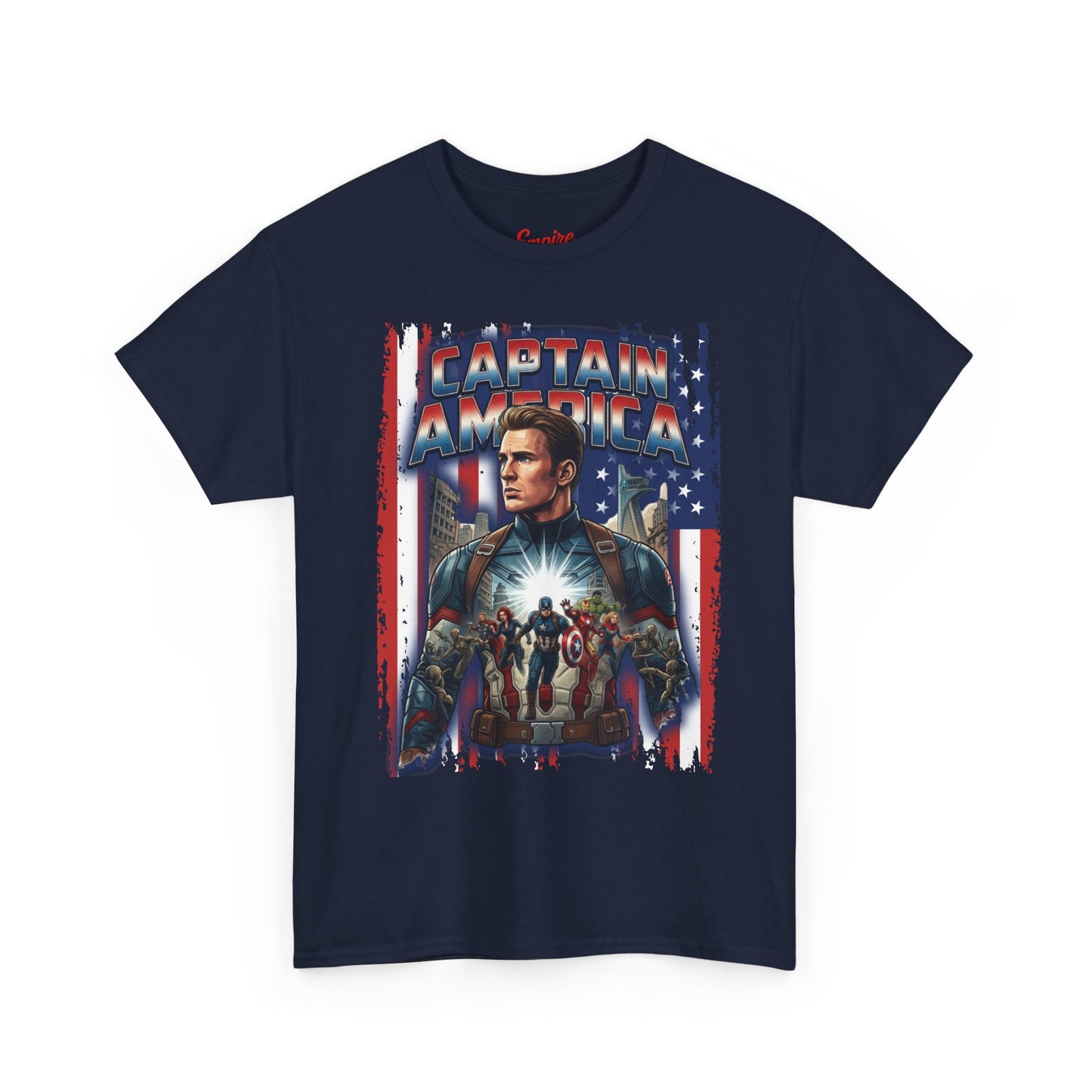 Captain America Graphic Tee - Patriotic Superhero Movie Poster T-Shirt