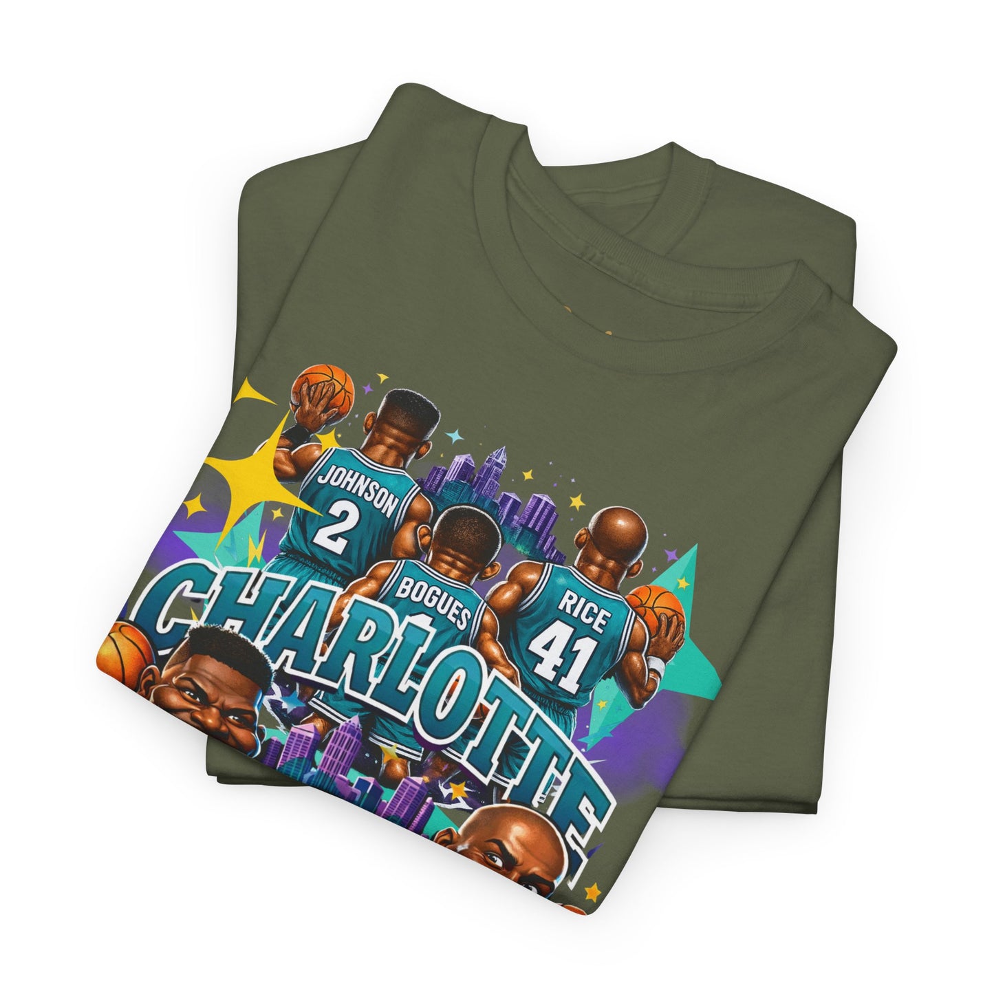 Charlotte Hornets Basketball T-Shirt — Team Player Caricature Tee