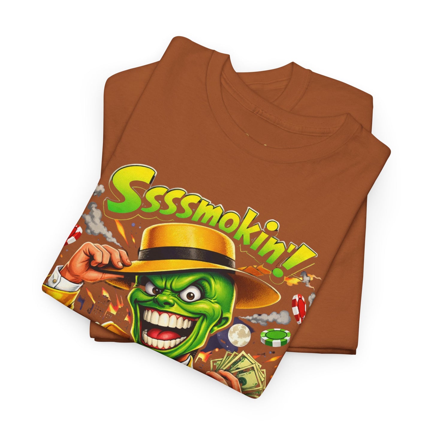 The Mask Graphic Tee — 'Ssssmokin!' Retro Movie Design