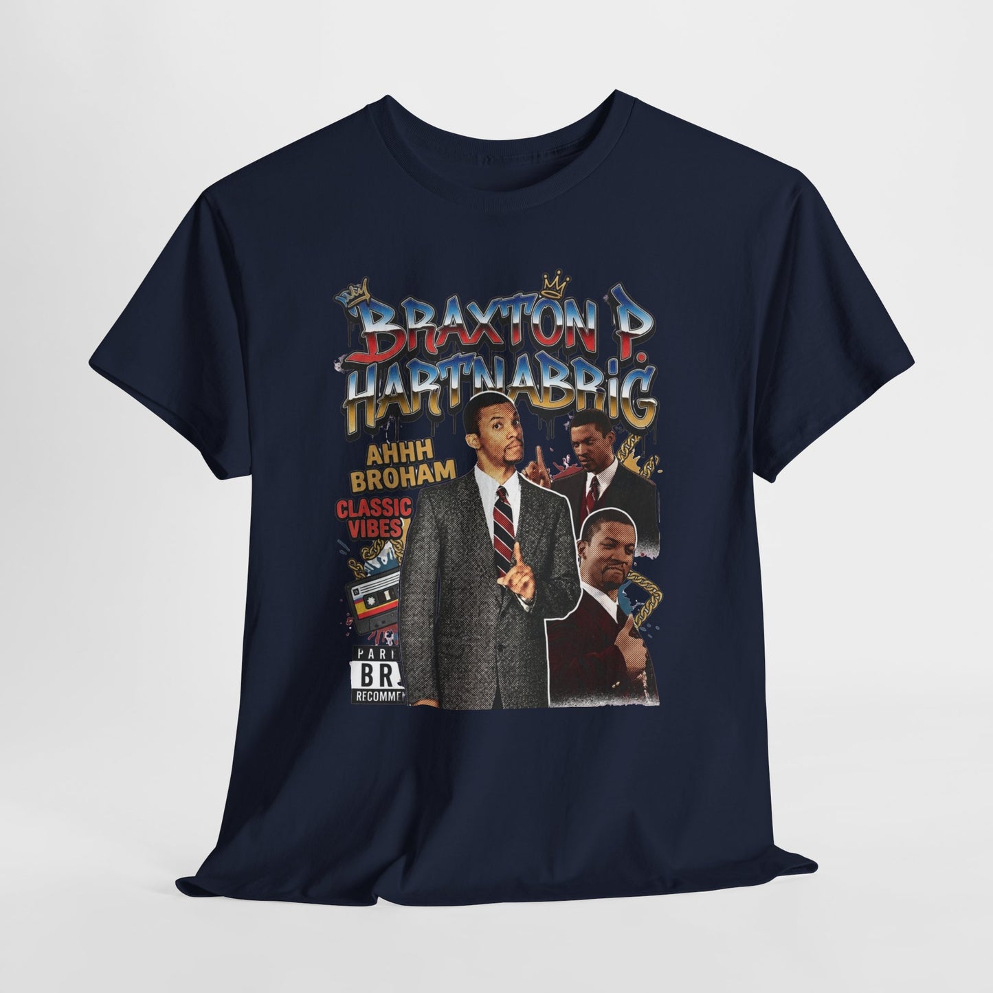 Vintage Braxton P. Hartnabrig Graphic Tee — Retro Collage T-Shirt