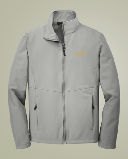 Empire Softshell Jacket – Light Gray Zip-Up with Gold Embroidered Logo