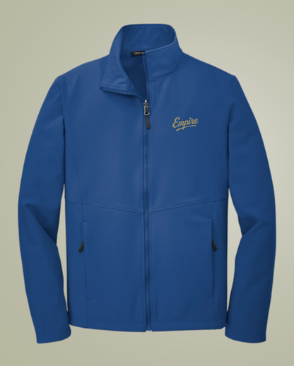 Empire Softshell Jacket – Light Gray Zip-Up with Gold Embroidered Logo