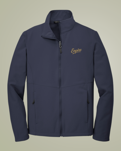 Empire Softshell Jacket – Light Gray Zip-Up with Gold Embroidered Logo