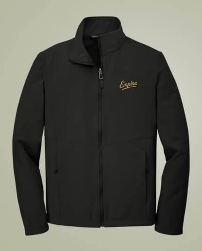 Empire Softshell Jacket – Light Gray Zip-Up with Gold Embroidered Logo