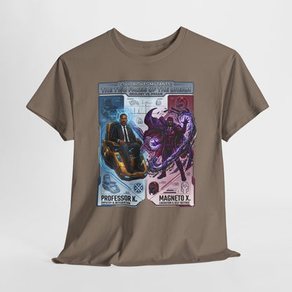 Professor K vs Magneto X Graphic Tee — Retro Card Battle Design