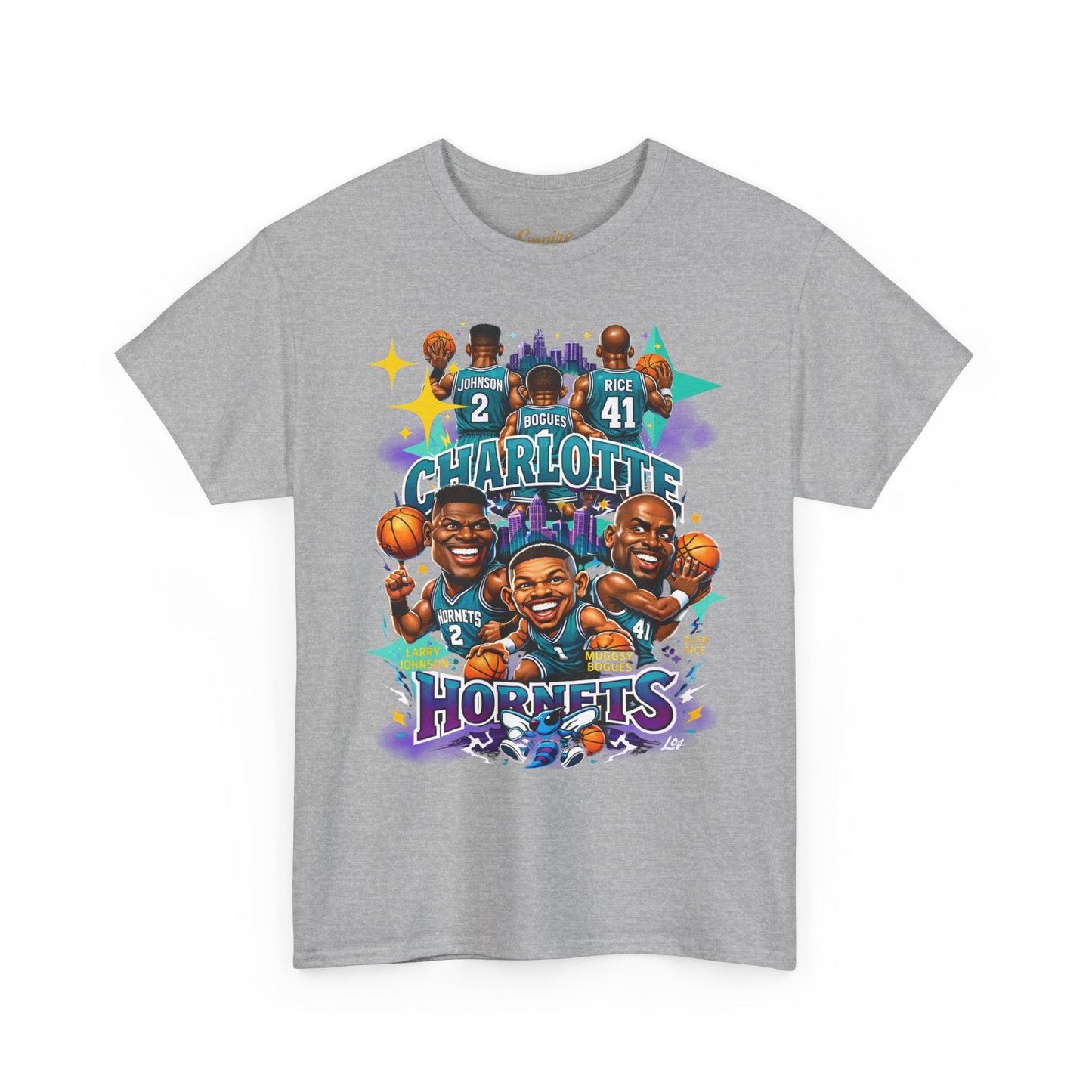 Charlotte Hornets Basketball T-Shirt — Team Player Caricature Tee
