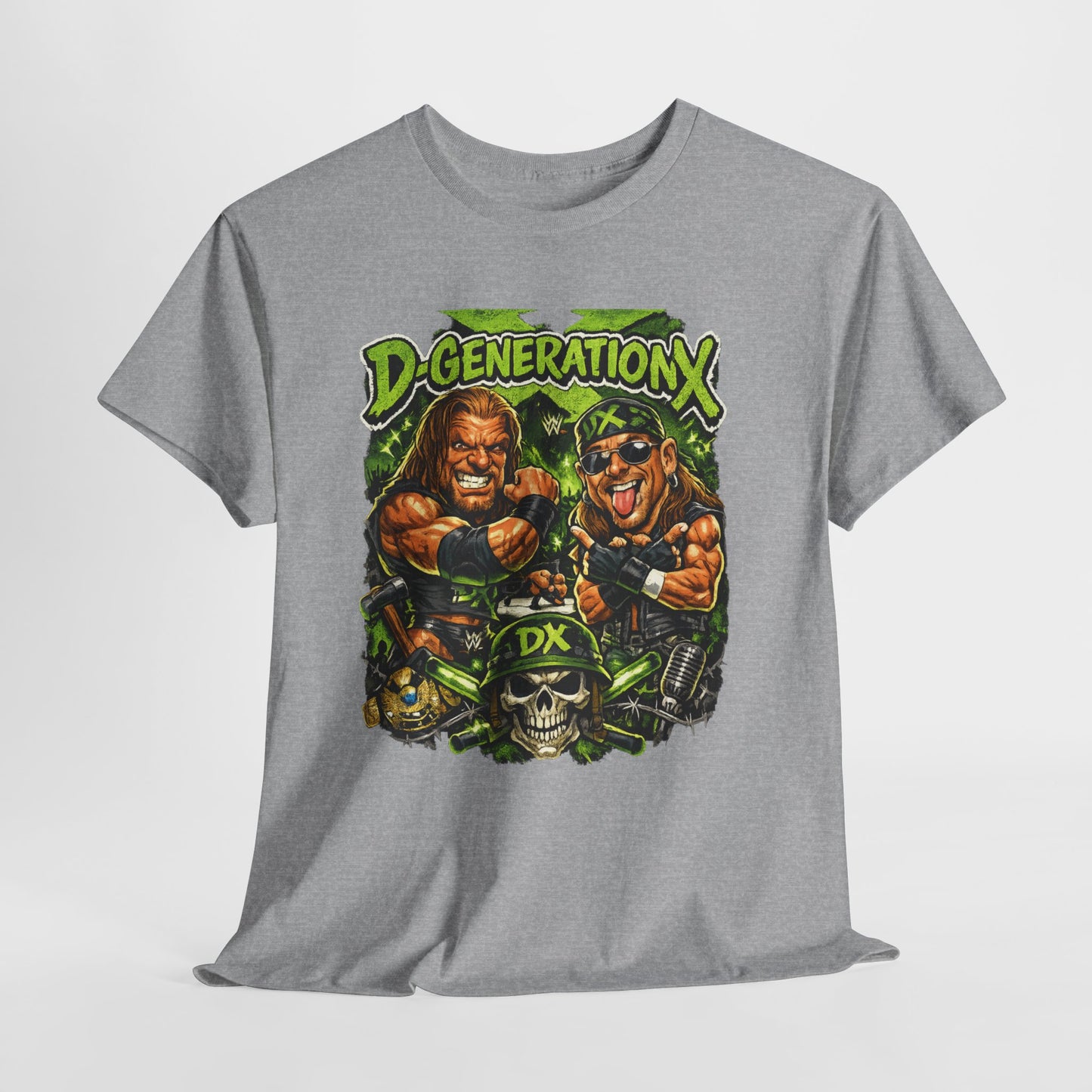 D-Generation X Retro Wrestling Tee — DX Skull & Heroes Graphic T-Shirt