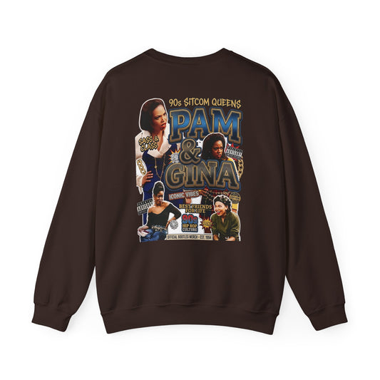 Pam & Gina Graphic Crewneck Sweatshirt — Retro Movie Poster Design