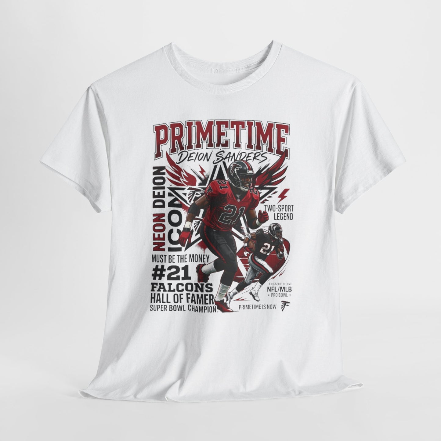 Primetime Deion Sanders Football T-Shirt — Falcons #21 Retro Graphic Tee