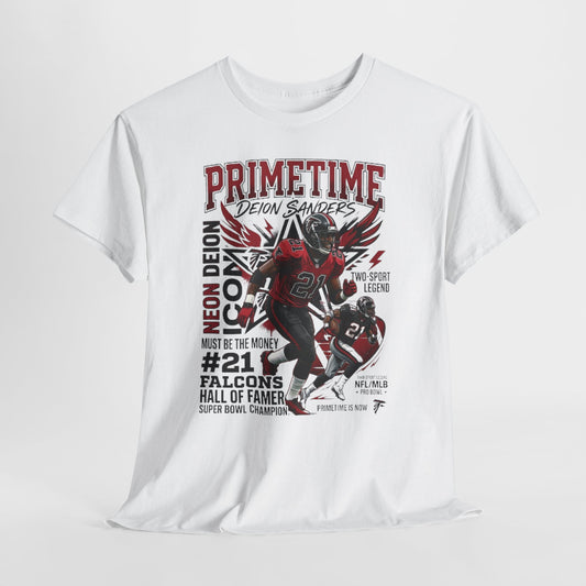Primetime Deion Sanders Football T-Shirt — Falcons #21 Retro Graphic Tee