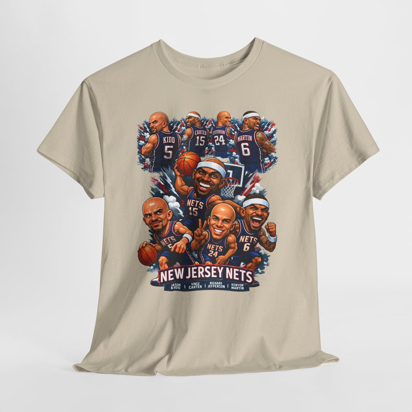 New Jersey Nets Vintage Team Collage T-Shirt — Classic NBA Legends Fan Tee