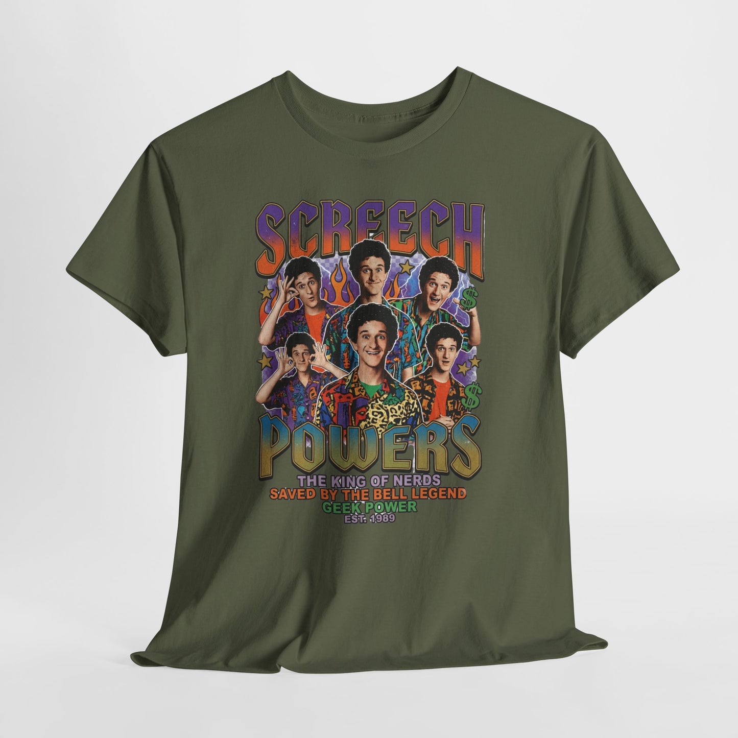 Screech Powers Retro Cast Portrait Tee — Vintage TV Show Graphic T‑Shirt