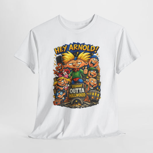 Hey Arnold! Cartoon Graphic Tee — "Straight Outta Hillwood" Nostalgia Shirt