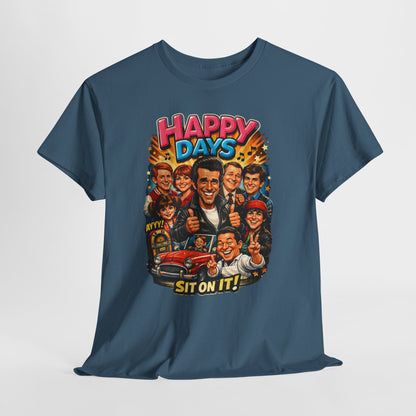 Happy Days Retro TV Cast T-Shirt — "Sit On It!" Vintage 70s Sitcom Tee