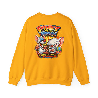 Pinky and the Brain Crewneck Sweatshirt - 'Time to Take Over the World' Graphic