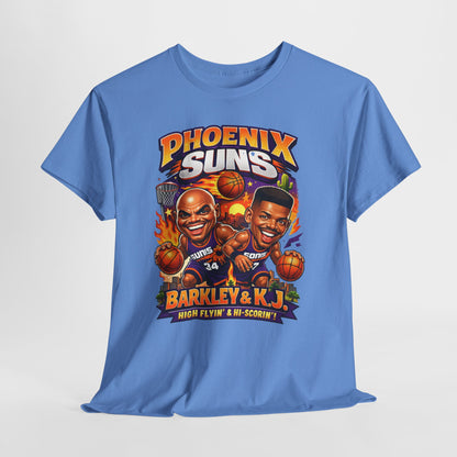 Phoenix Suns Barkley & K.J. Graphic Tee — Retro Basketball Cartoon Shirt