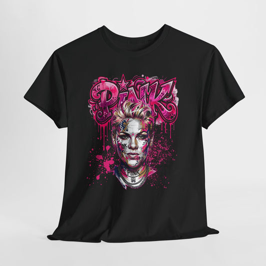 Graphic Tee — Pink Graffiti Portrait T‑Shirt