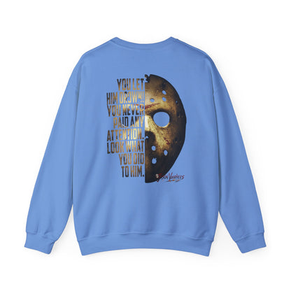Jason Voorhees Mask Graphic with Quote Crewneck Sweatshirt